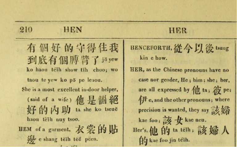Robert Morrison, A Dictionary of the Chinese Language, in Three Parts, Part III (Macao: Printed at the Honorable East India company’s press, 1822), 210. Source: University of Westminster